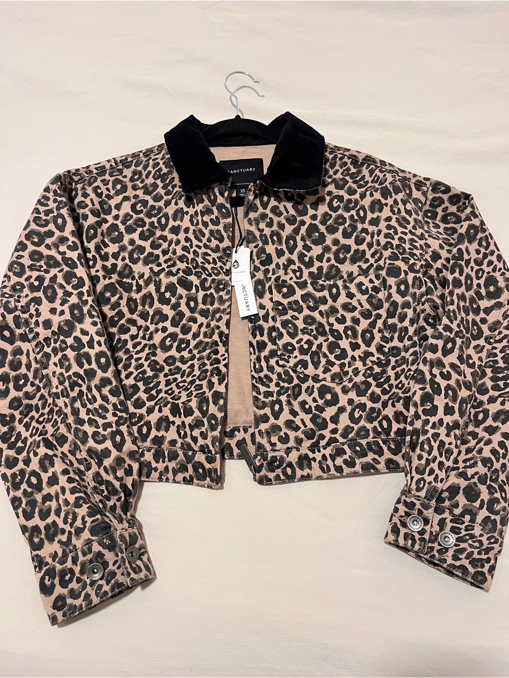 Sanctuary Black-Collar Leopard Print Jacket